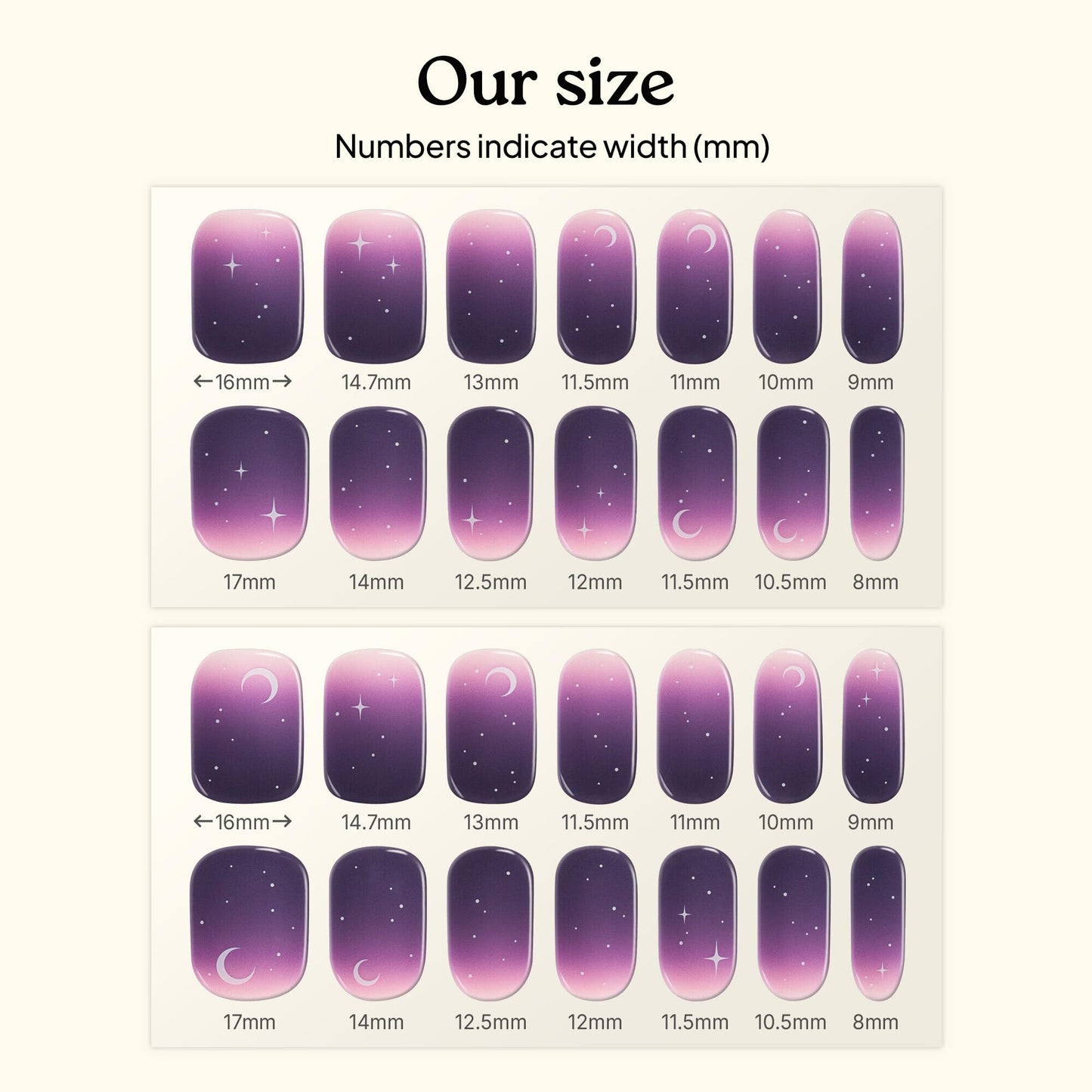 Heyhae Semi Cured Gel Nail Strips | No LED Lamp Needed |Purple, Ombre | Easy Apply & Remove, Salon Quality | Includes 28 Strips, 2 Prep Pads, Nail File & Wooden stick - Hey, Born to Shine