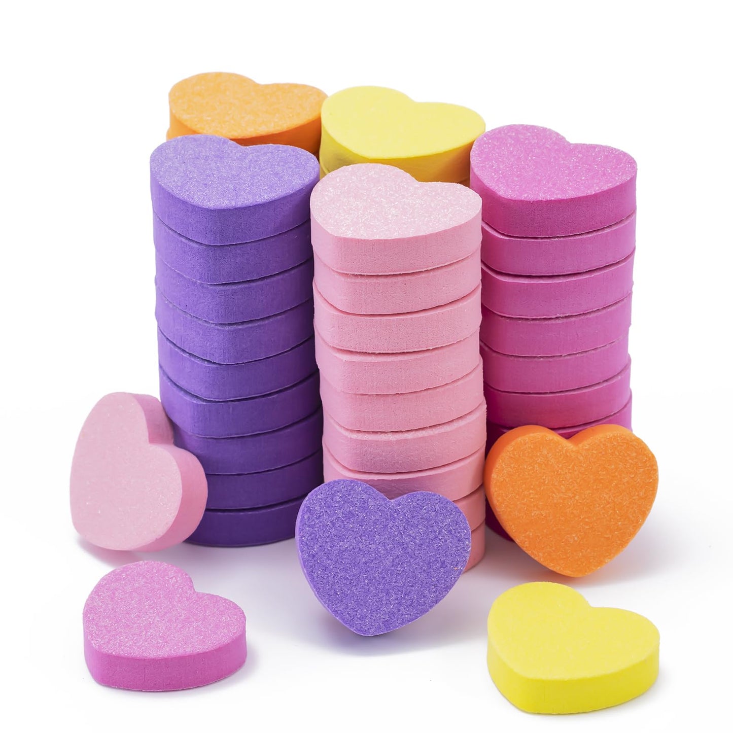 MelodySusie 50 Pcs Super Long Small Sanding Bands with Heart Shape Mini Nail Buffer Block