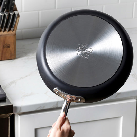 All-Clad HA1 Expert Hard Anodized Nonstick Frying Pan Set, 2-Piece 10" & 12" Skillet Set, Dishwasher-Safe, Oven-Safe Up to 500°F Compatible with All Stovetops (Gas, Electric & Induction) - Black