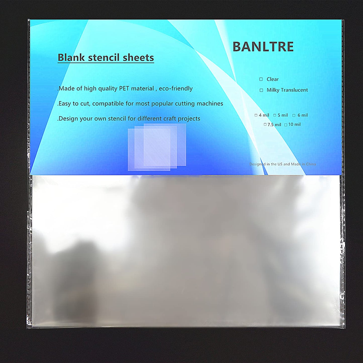 BANLTRE 32 Pieces 6 mil Transparency Blank Template Material Stencils Mylar for Cutting Paper Clear Sheet 12 × 12 inch (32-6 mil)