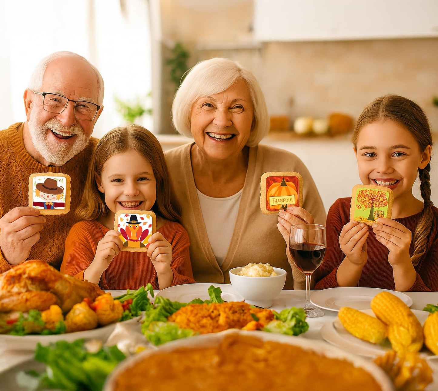 Thanksgiving Cookies 12 Pack Decorated | INDIVIDUALLY WRAPPED Sugar Cookies | Gift Basket Pumpkin Turkey Scarecrow | Nut Free