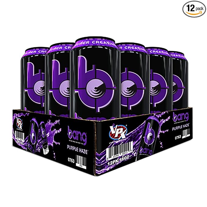 Bang Energy Purple Haze, Sugar-Free Energy Drink, 16 Ounce (Pack of 12)