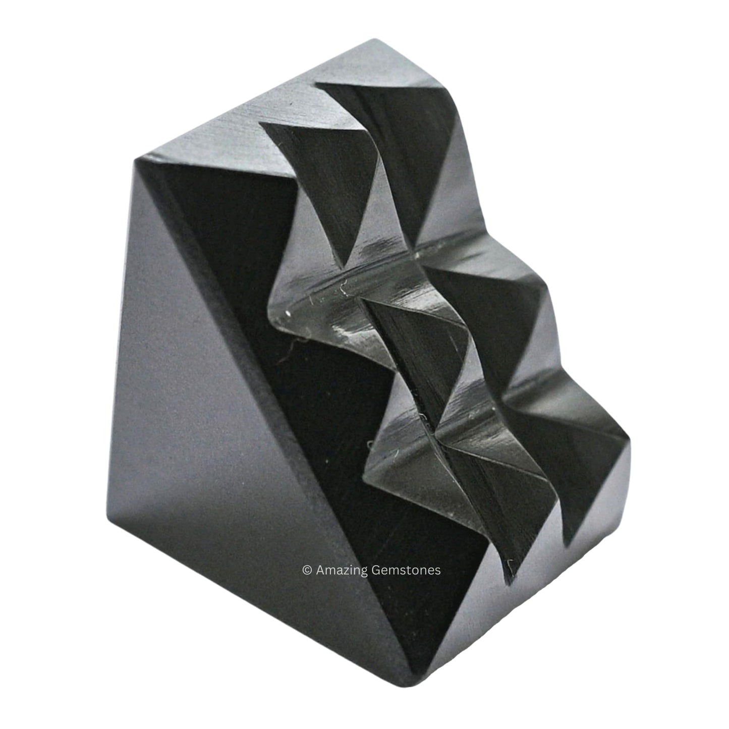 Amazing Gemstone Shungite Crystal Pyramid with 9 Pyramid Plate Bottom - 1" Mini Pyramid Figurine of Natural Stone Pyramid for Meditation, Reiki, Chakra Balancing Vastu Pooja and Crystal Grids