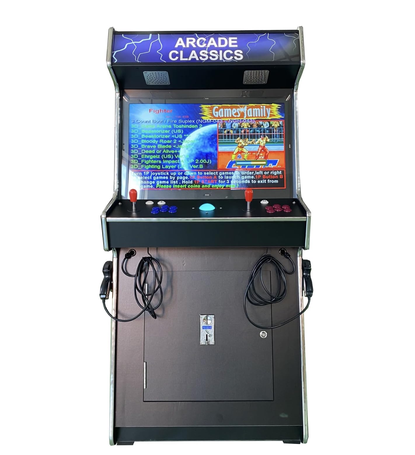 TOP US VIDEO ARCADES Full Size Commercial Grade Upright Standup Arcade Machine 2 Player 4500 Games 32 inch Screen Black with 2 Shooting Guns