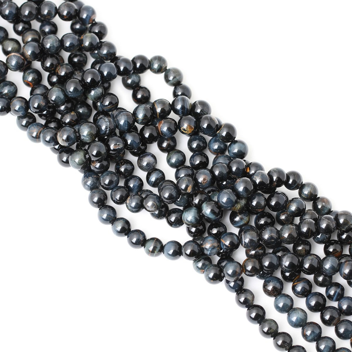CHEAVIAN 45PCS 8mm Natural Blue Tiger Eye Gemstone Round Loose Beads for Jewelry Making DIY Findings 1 Strand 15"