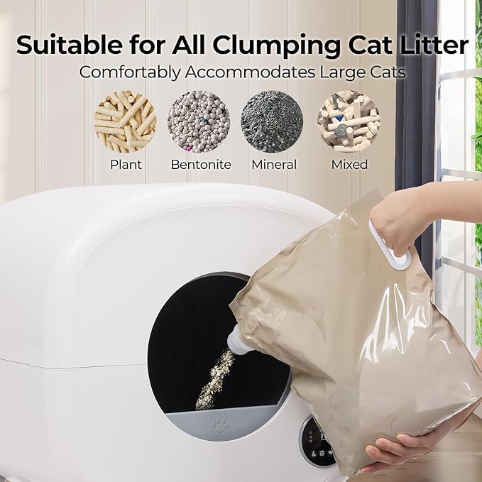Fsitego Self Cleaning Cat Litter Box: 76L Extra Large Automatic Litter Box for Multiple Cats, Odor-Free, Smart App Control, Ambient Light Waste Disposal