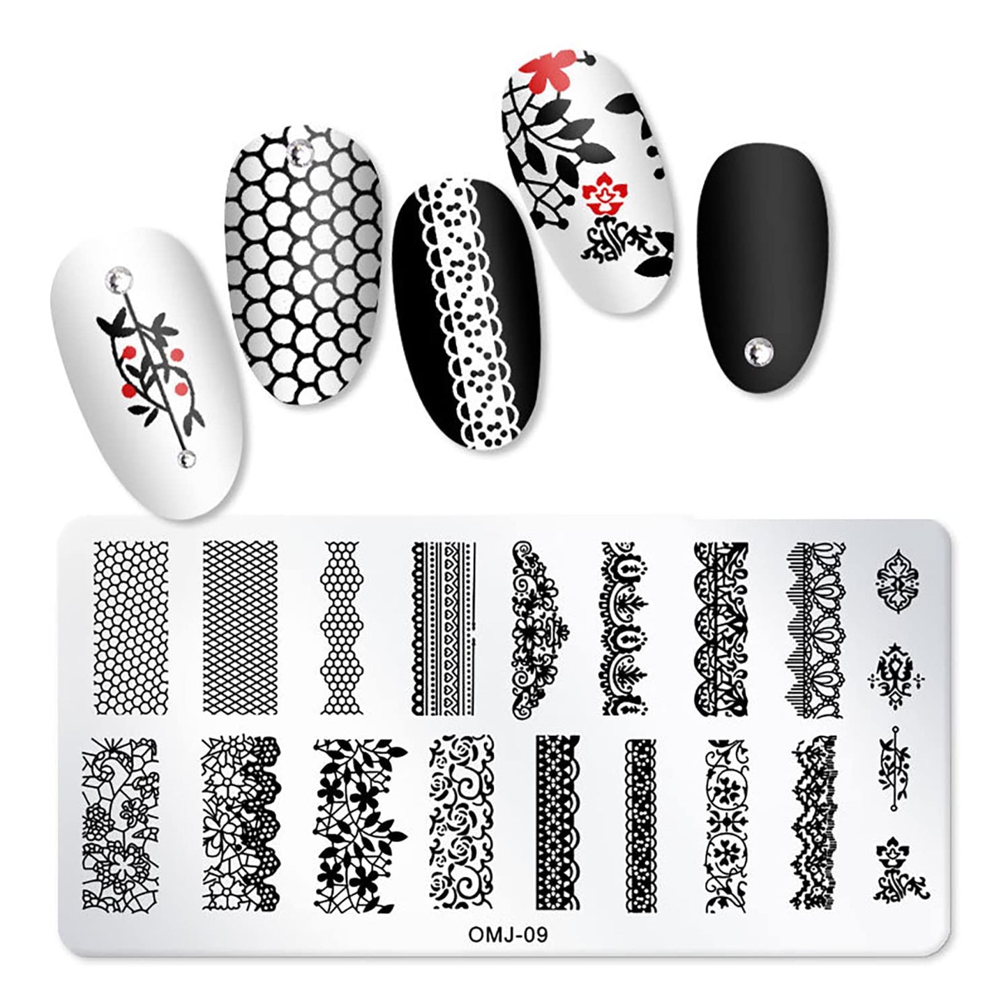 SILPECWEE 10Pcs Nail Stamping Plate Flower Butterfly Geometry Nail Stamps Nail Stencils Nail Plates Templates Stamping Plates for Nails Nail Art Accessories