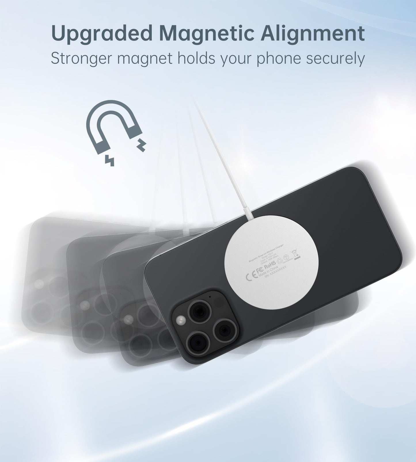 Magnetic Wireless Charger for iPhone 17/16/15/14/13/12 - Mag Charger+20W USB C Adapter, Fast Wireless Charging Stand/Pad with 5ft USB-C Cable for iPhone 17/16/15/14/13/12, Airpod-Gift for Men & Women