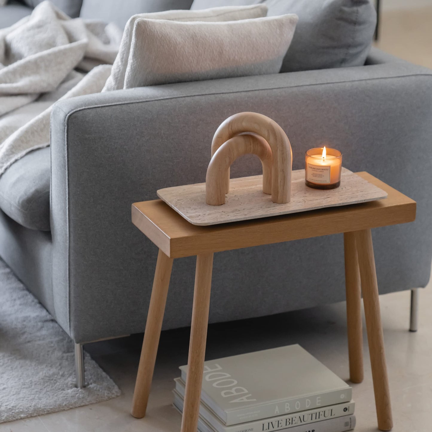 PEAKOLY Wood Arch Decorative Objects - Modern Bookshelf Decor, Coffee Table Sculpture, Floating Shelf Decor Accents, Japandi Home Decorations for Side, Console and Entryway Table