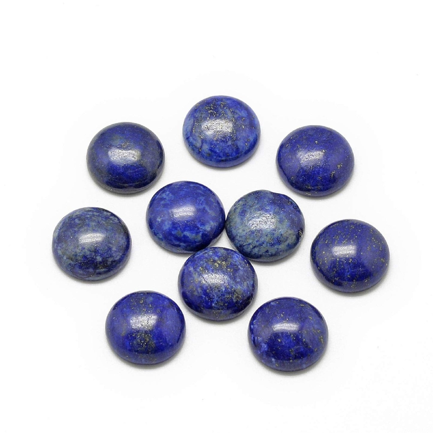 Fashewelry 50Pcs Natural Lapis Lazuli Cabochon Stone Half Round Beads 12mm Flat Back Gemstone Chakra Healing Crystal Dome Cover Cabs for Jewelry Making