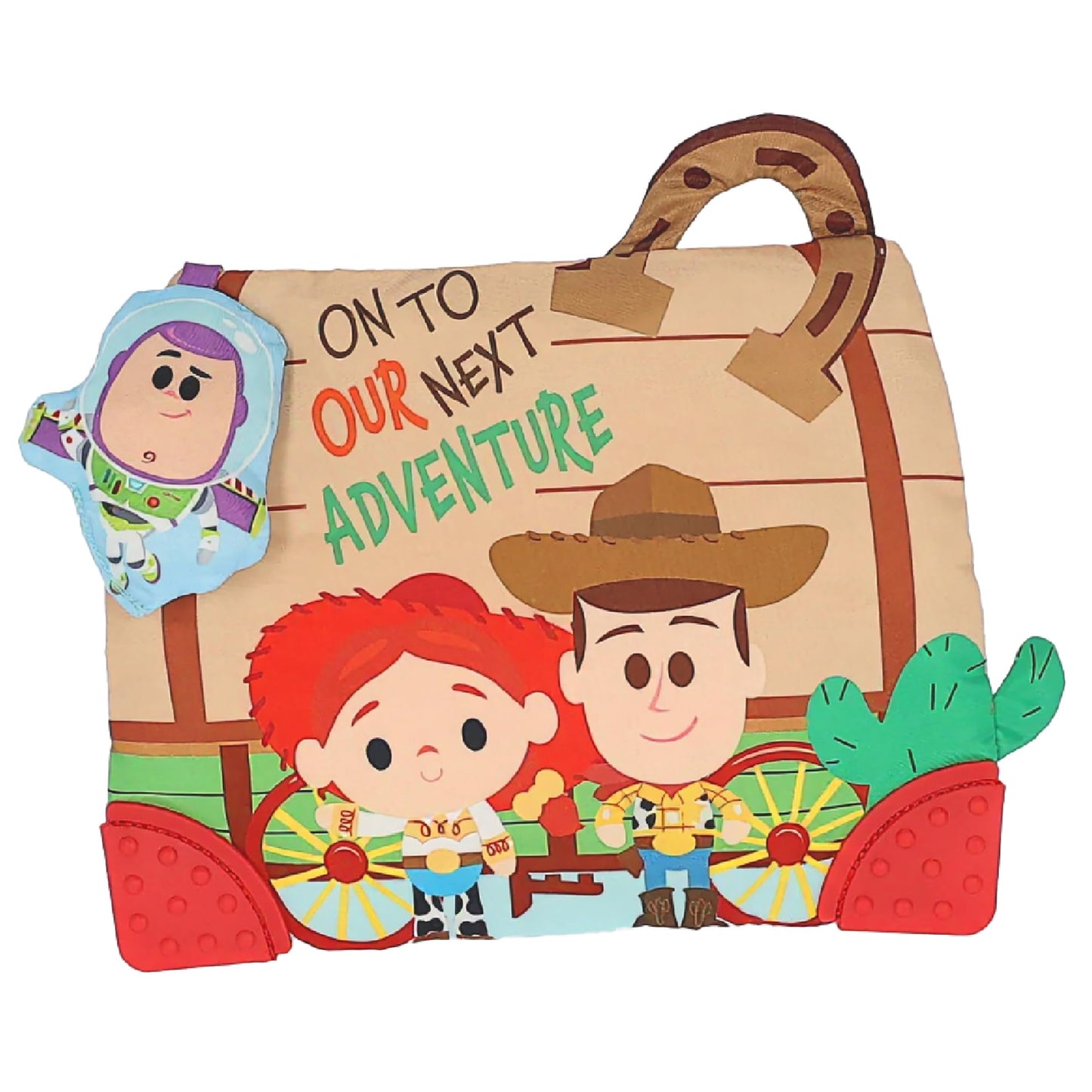 Disney Toy Story Andy’s Toy Box On-The-Go Clip by Kids Preferred – Soft Sensory Teether with Crinkle Sounds & Rattle