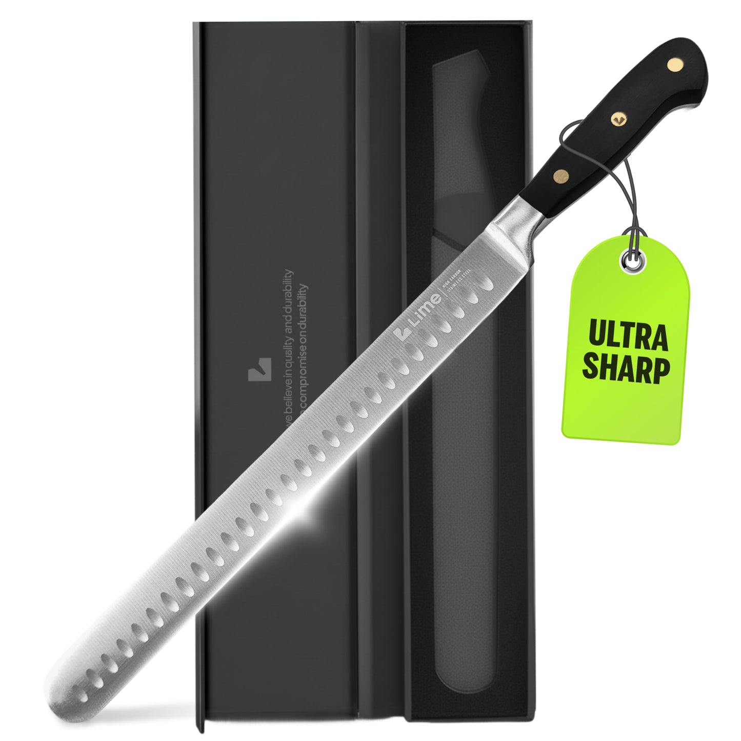 Bright Hobby Brisket Slicing Knife – 12" Brisket Knife, BBQ, Grilling Gifts For Men – Razor Sharp German Steel, Full Tang, Ergonomic Handle