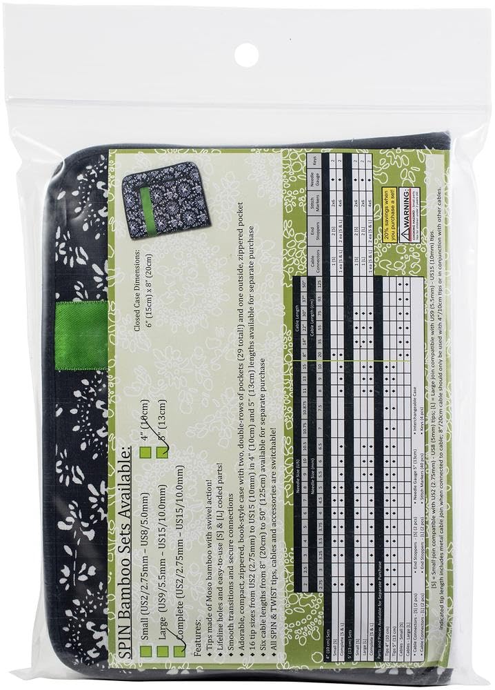 ChiaoGoo Spin Bamboo Complete Set, 5-inch (13 cm) [S][L], US 2-15 (2.75-10 mm)