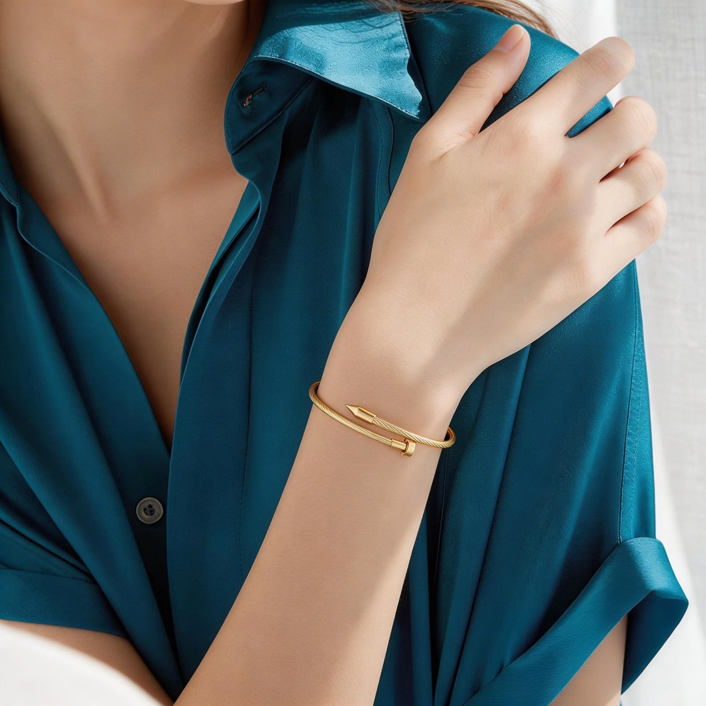 PCY Gold Bracelets For Women,3PC Bangle Gold Plated Bracelets For Women,Trendy Statement Cuff Stackable Bangles Set,Fashion Jewelry for Women. (Medium, Lucky Gift)