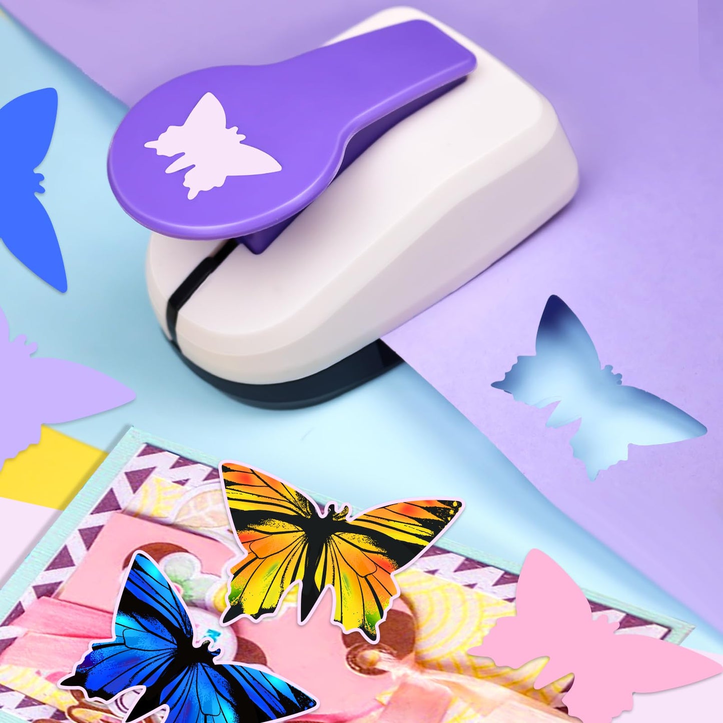 Butterfly Punch 2 Inch, Butterfly Craft Puncher for Card Making DIY Albums, Butterflies Hole Shape Punches for Paper Crafting, Craft Lever Butterflies Punch Handmade