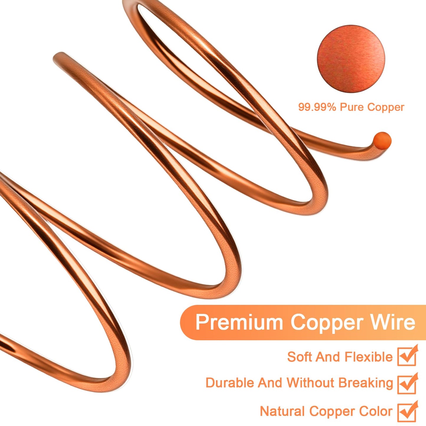 Premium 12 Gauge Copper Wire - 32.8ft Bendable Metal Craft Wire with 4-in-1 Pliers for Jewelry Making, Floral Design, Doll Making, and DIY Crafts Easy Wire Cutting, Shaping, and Wrapping