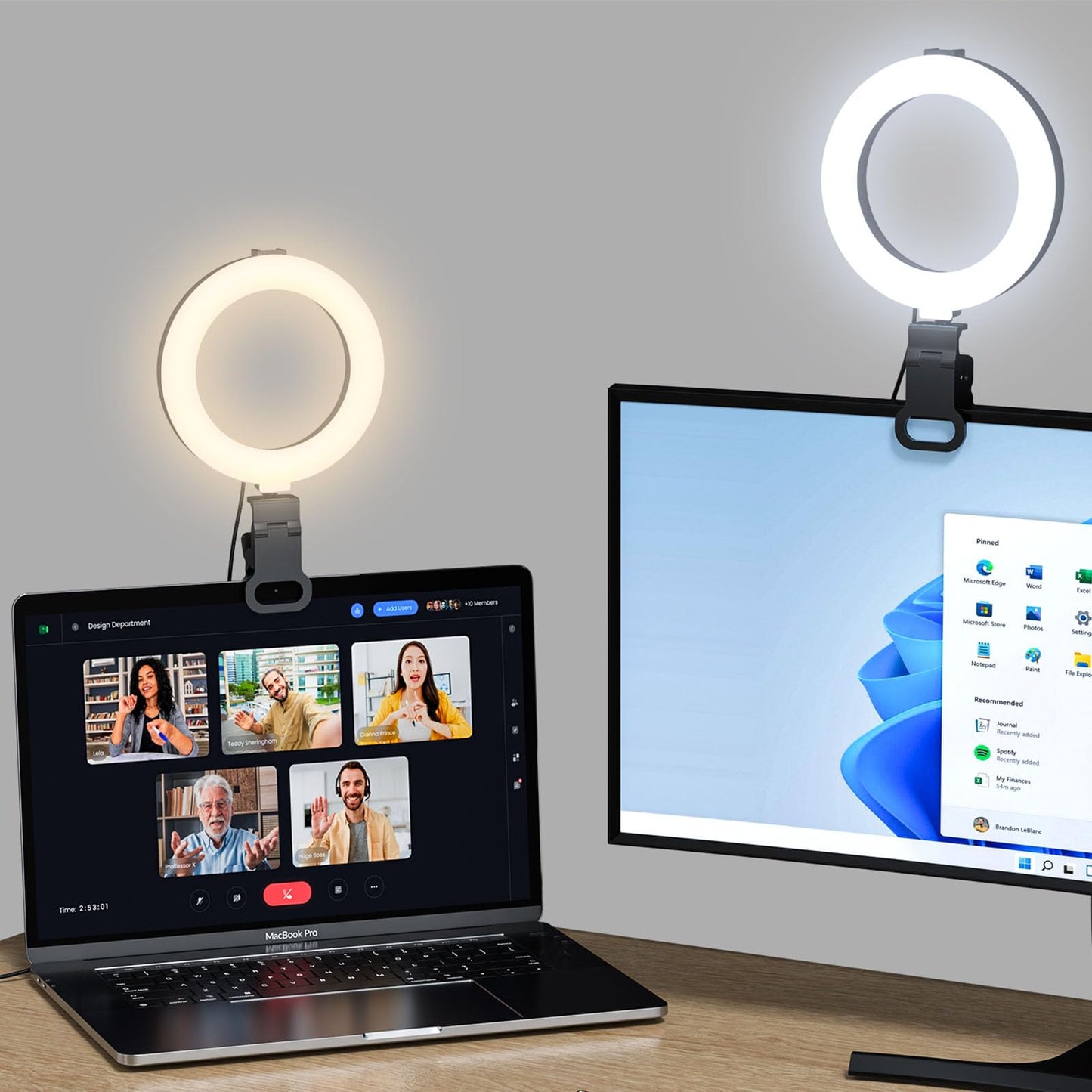 Ring Light for Computer Video Conference - Webcam Light for Monitor Clip On Remote Working Distance Learning Zoom Call Self Broadcasting and Live Streaming Influencer Light Laptop Video Conferencing