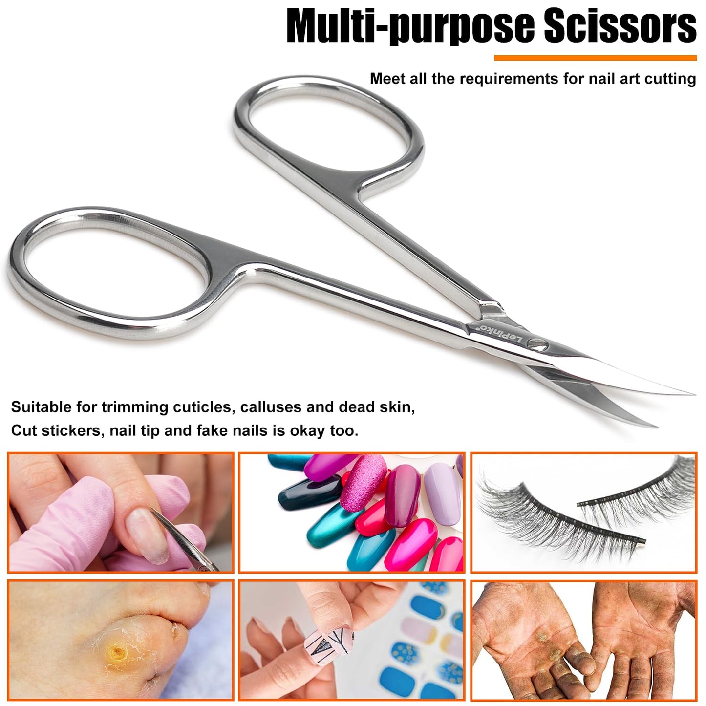 LePinko Professional Cuticle Scissors, Fully Forged, Sharper and More Wear-resistant, Short Blades