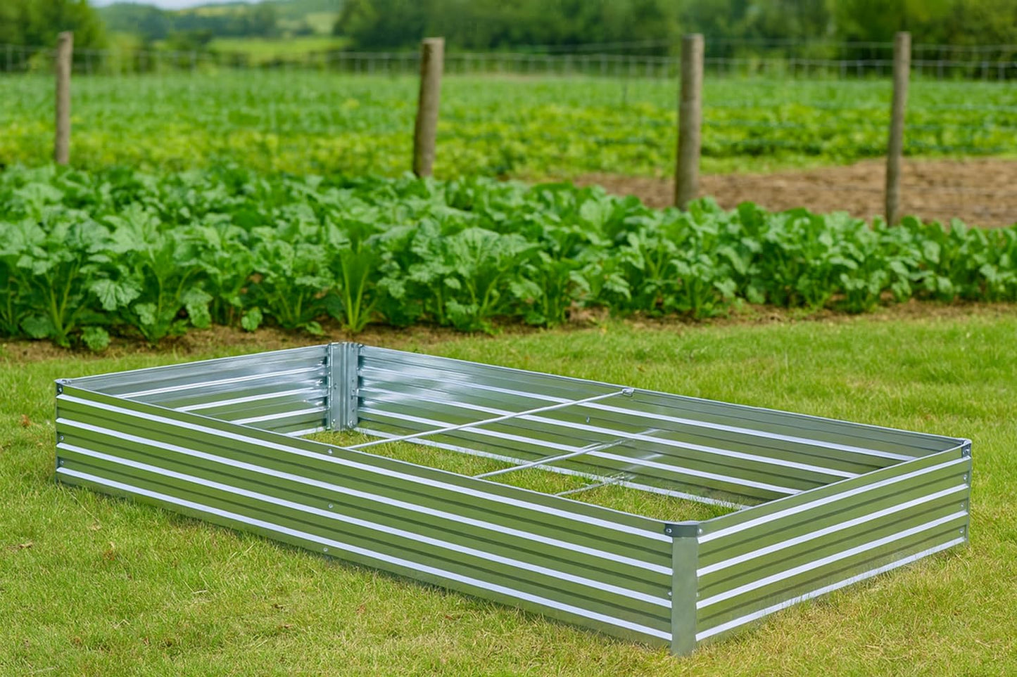 Meberam 2 Pack 8x4x1FT Galvanized Raised Garden Beds Kit Outdoor Metal Gardening Planter Box for Vegetable Elevated Flower Herbs,Silver