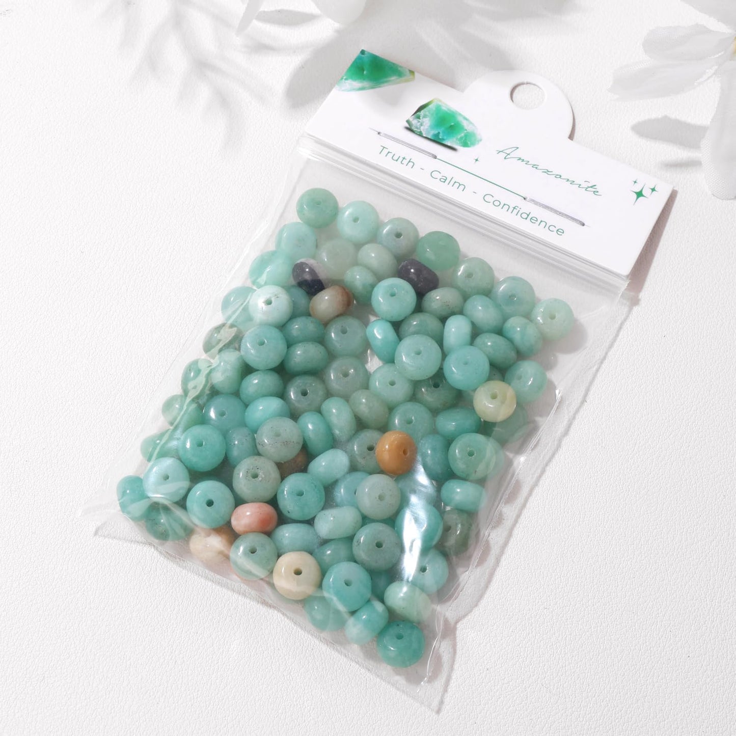 Raicegs 100pcs 5×8mm Rondelle Amazonite Beads Natural Gemstone Beads Abacus Disk Stone Loose Beads for Jewelry Making DIY Bracelets Necklace