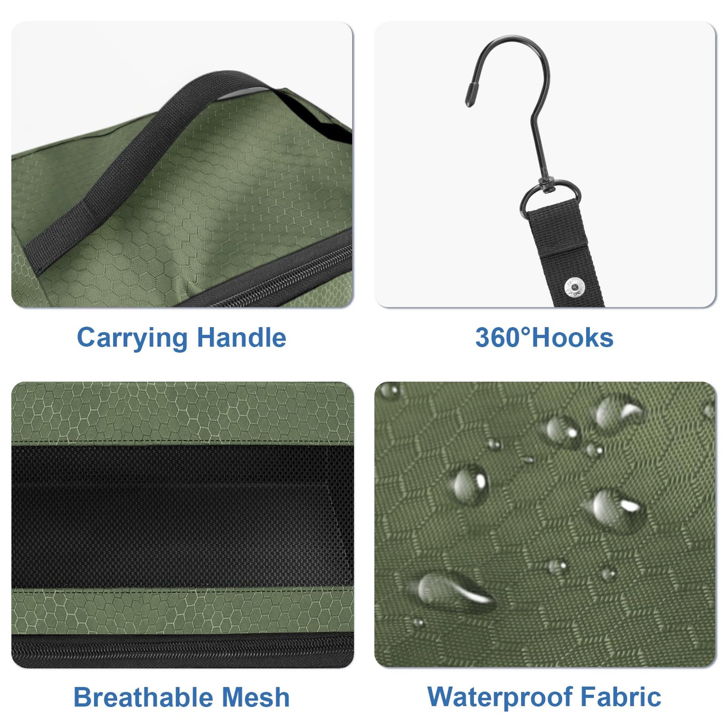 Olosar Suitcase Organizer, Travel Luggage Organizer Portable Hanging Travel Shelves Collapsible Hanging Packing Cubes for Carry on Suitcase, Army Green -M