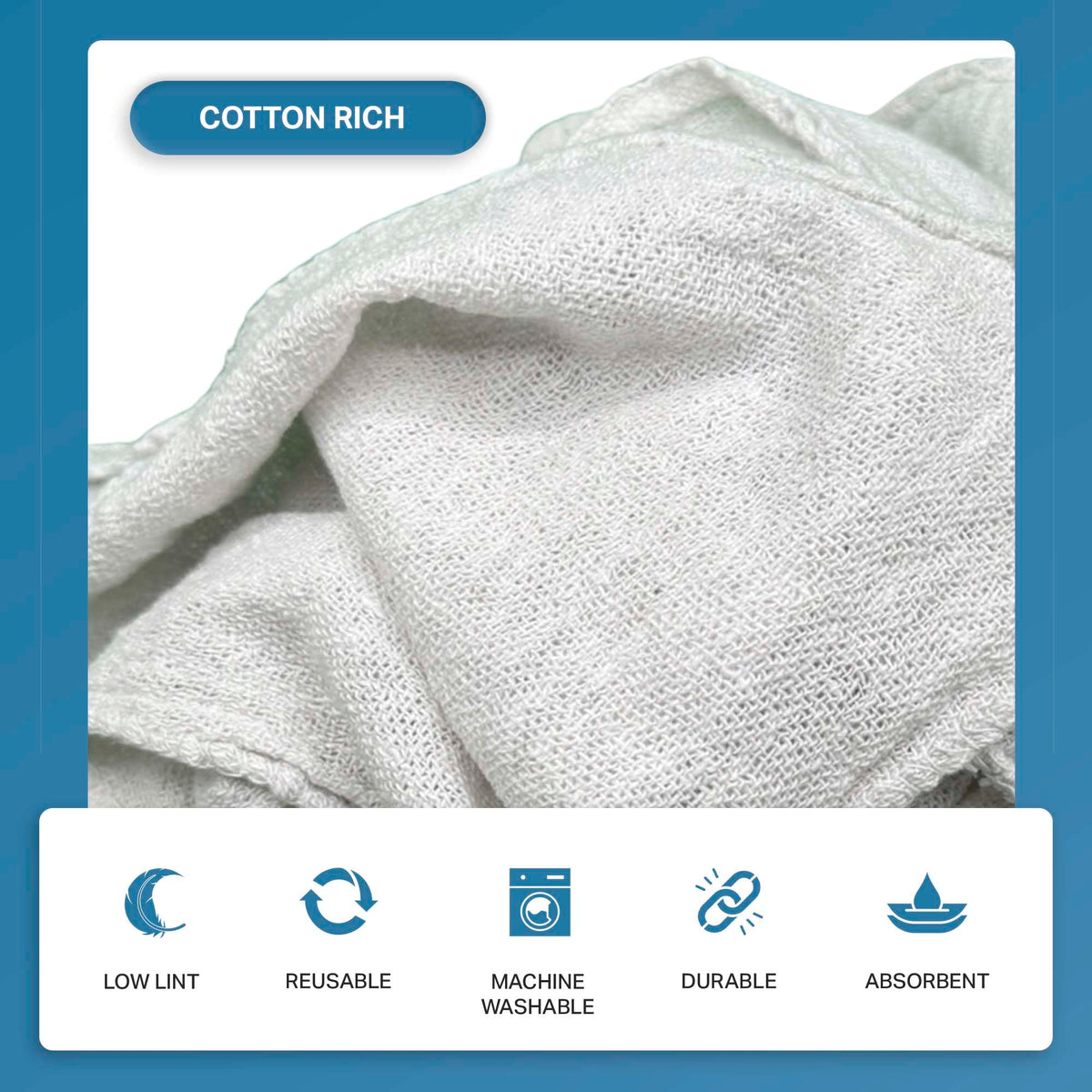 Angel-in-Armor Shop Towels (14”x14”) – 150 Unit Box of Lint-Free Cotton Shop Towel Cleaning Rags – Durable Shop Rags for Auto, Garage, Industrial, and Commercial Use (150 Count)
