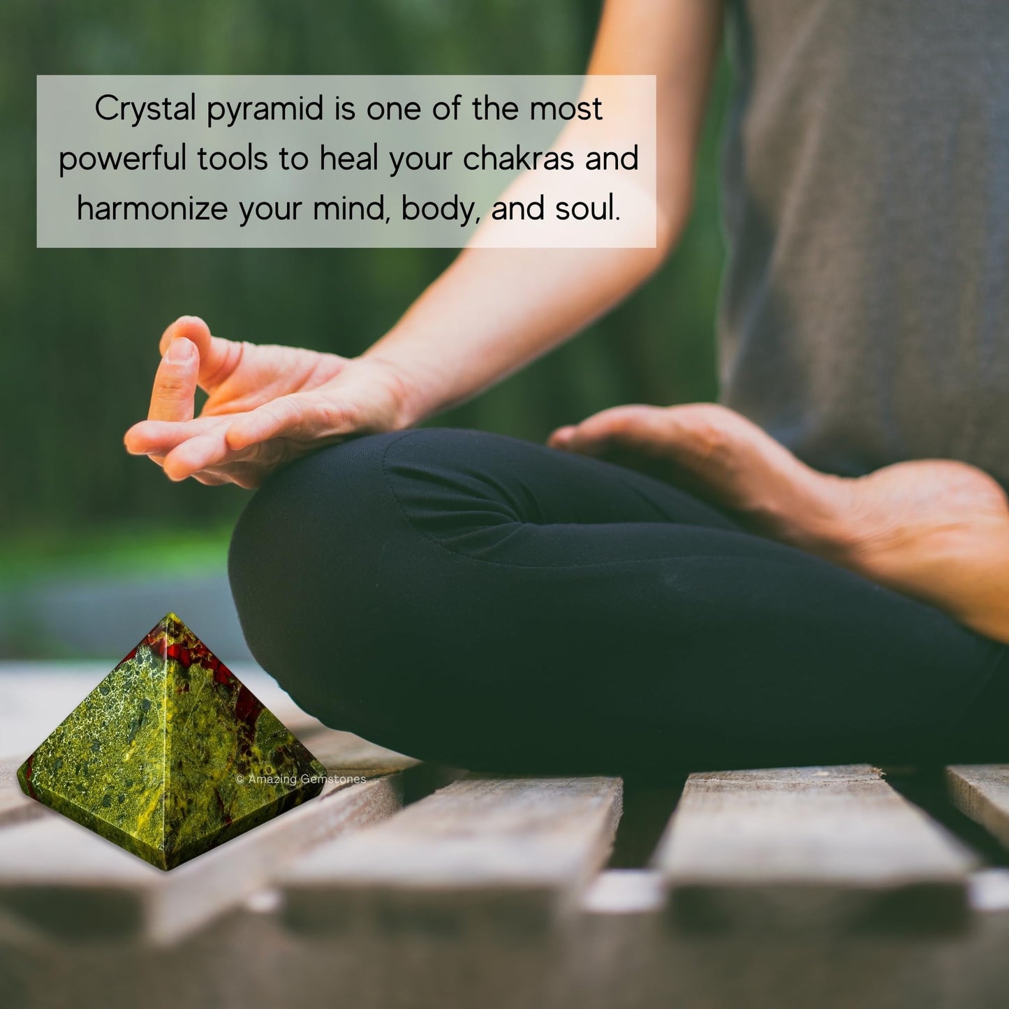 Amazing Gemstone Dragon Bloodstone Pyramid Crystal Healing Stones - 1.5" Great Pyramid Figurine of Natural Stone Pyramid for Meditation, Reiki, Chakra Balancing and Crystal Pyramids Grid