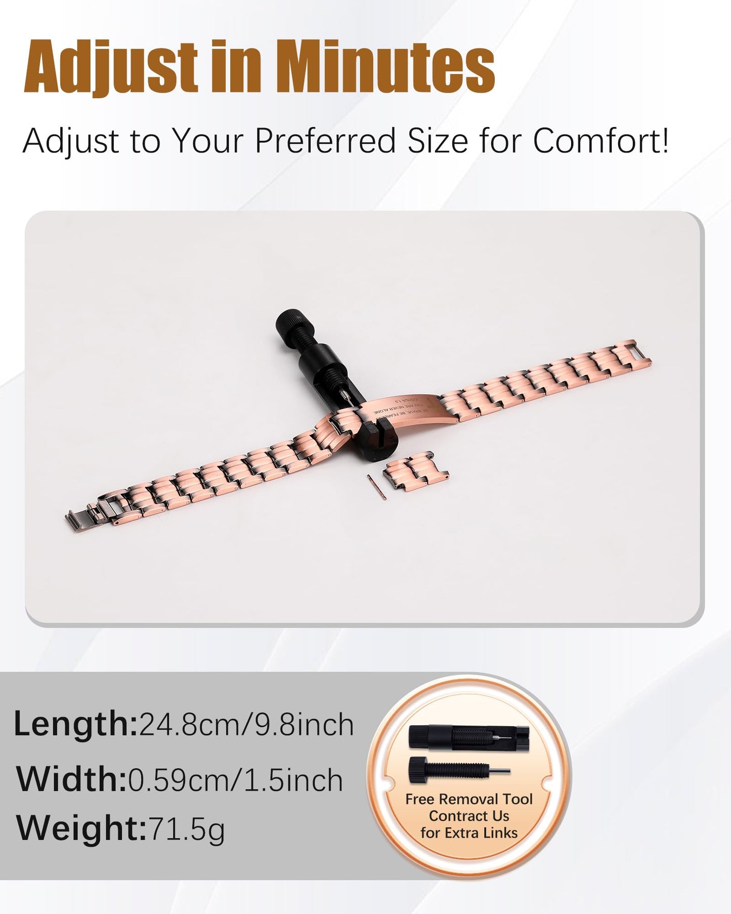 Jeracol 99.99% Copper Bracelet for Men, Ultra Strength Magnetic Bracelet with 3500 Gauss Neodymium Magnet, Adjustable Sizing Tool & Jewelry Gift Box