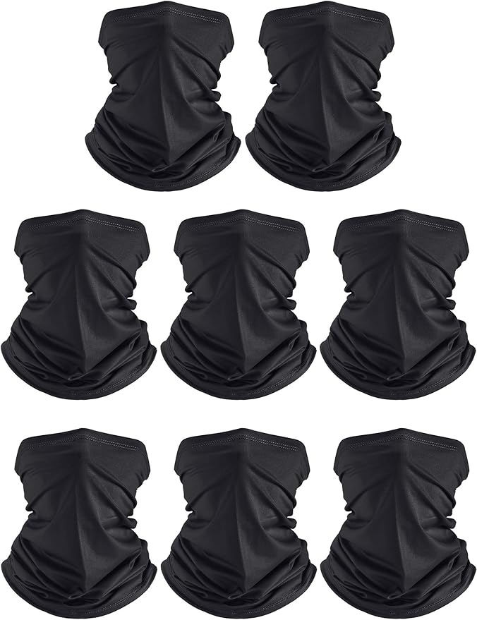 Geyoga 8 Pieces Winter Face Mask for Men UV Protection Mask Sunscreen Breathable Windproof Neck Gaiters Scarf Fishing Cycling Running (Black)