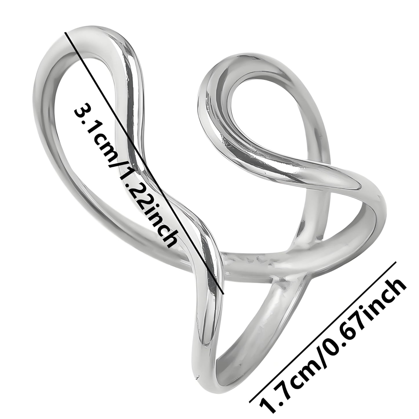 AIETUE Chunky Rings For Women, Gold Silver Thumb Ring Asymmetrical Wavy Curve Ring Adjustable Non Tarnish Dainty Stainless Steel New Year Anniversary Birthday Jewelry Gift (Wavy Silver 2Pcs)