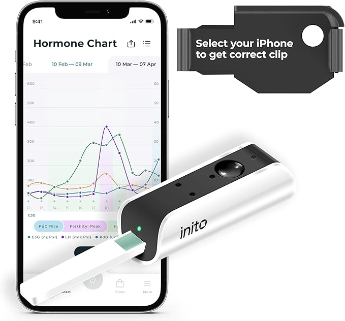 Inito Fertility Monitor & Hormone Tracker for Women | Estrogen, LH, PdG (Urine Metabolite of progesterone), FSH | Track and Confirm Ovulation | Includes 15 Test Strips (iPhone 7/8 / SE2020)