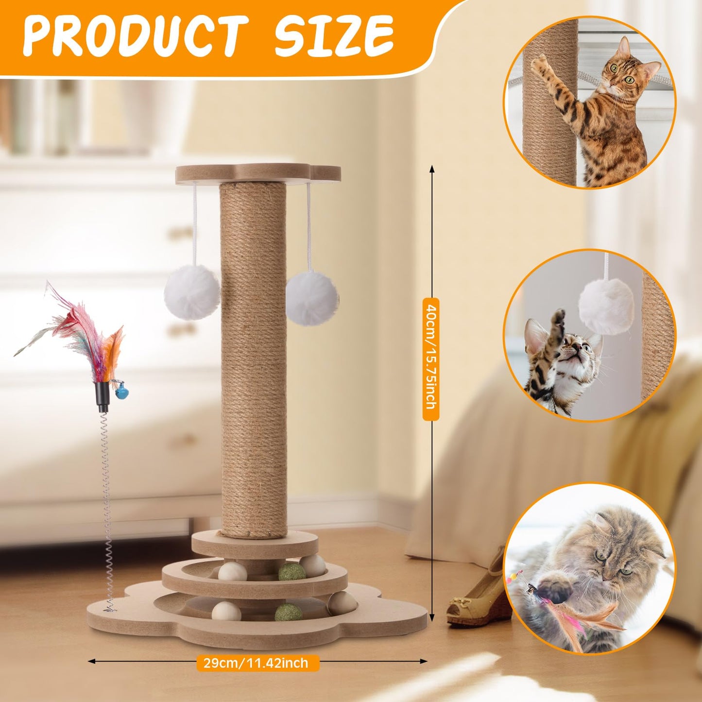 Seenelling 25 Pcs Kitten Starter Kit for Indoor Cats Include Cat Scratching Post, Sisal Scratcher Bed, Brushes, Nail Clipper, Balls for Indoor Kittens Supplies Accessories Welcome Gift