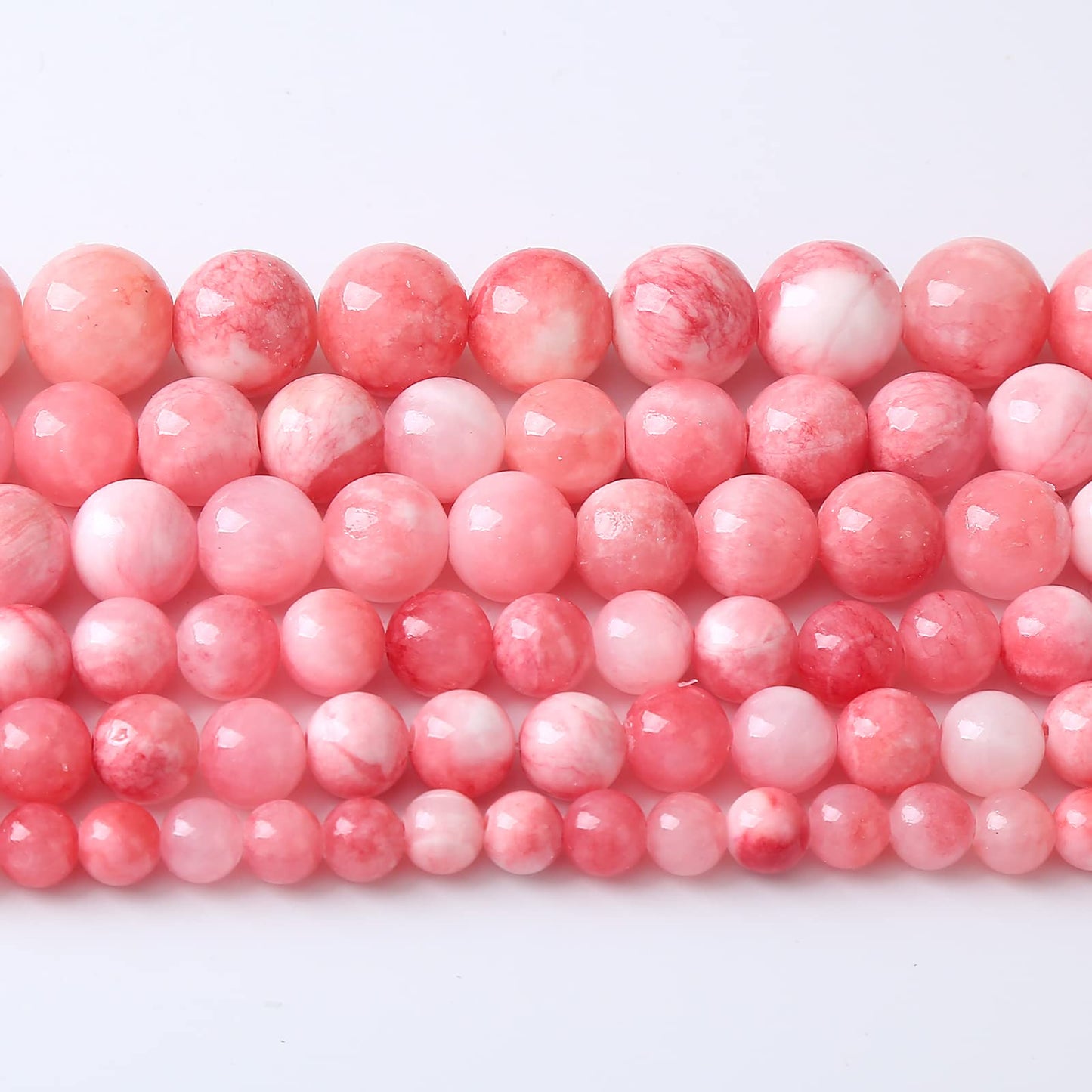 60pcs 6mm Natural Pink White Persian Jade Gemstone Beads Round Loose Spacer Beads for Jewelry Making DIY Bracelets Necklaces 15" (Pink Persian Jade, 6mm)