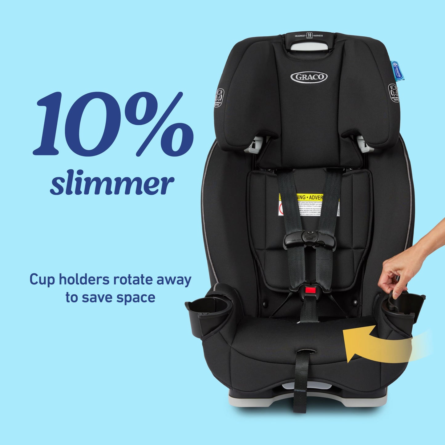 Graco Slimfit 3-in-1 Convertible Car Seat, Slim Car Seat with Space-Saving Design, Highback Booster Seat with 10-Position Headrest, Rear Facing and Forward Facing Carseat, Jarret