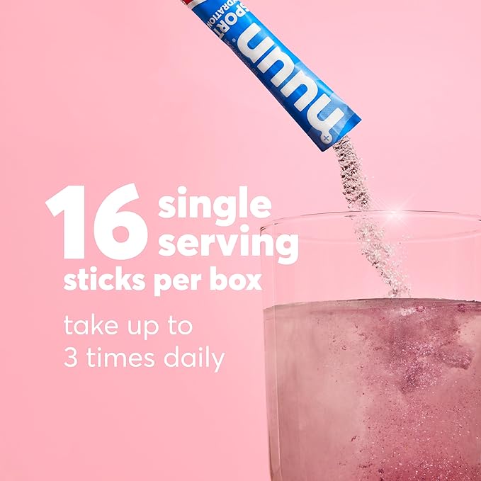 Nuun Sport Electrolyte Powder Packets with Magnesium, Calcium, Potassium, Chloride, and Sodium, Hydration Packets for On-the-Go, Pink Lemonade Flavor, Gluten Free & Vegan, 16 Single Servings