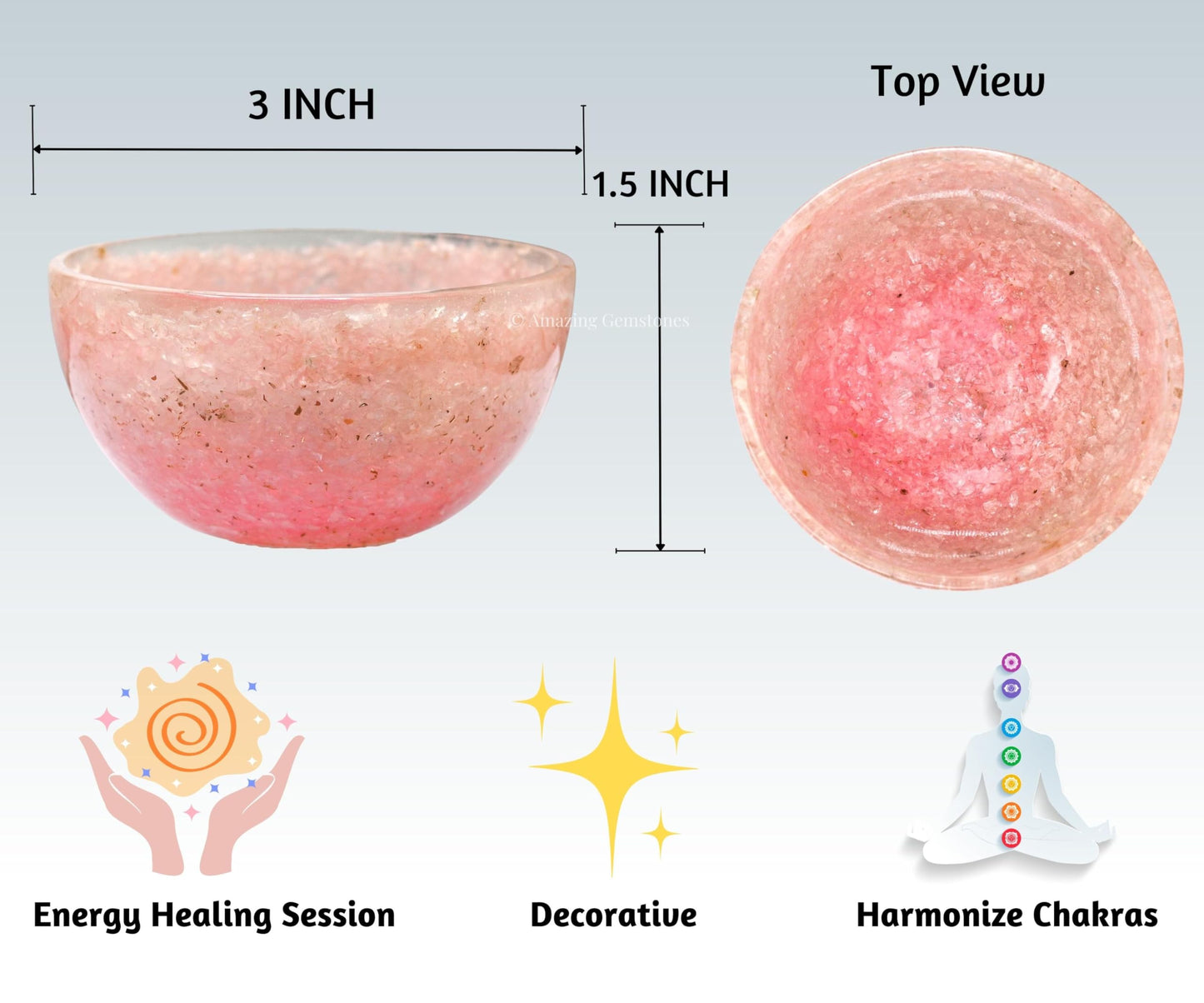 Amazing Gemstone Rose Quartz Orgonite Orgone Crystal Gemstone Bowl - 3" Orgonite Rose Quartz Crystal Bowl for Meditation, Crystals and Healing Stones Gift and Protection
