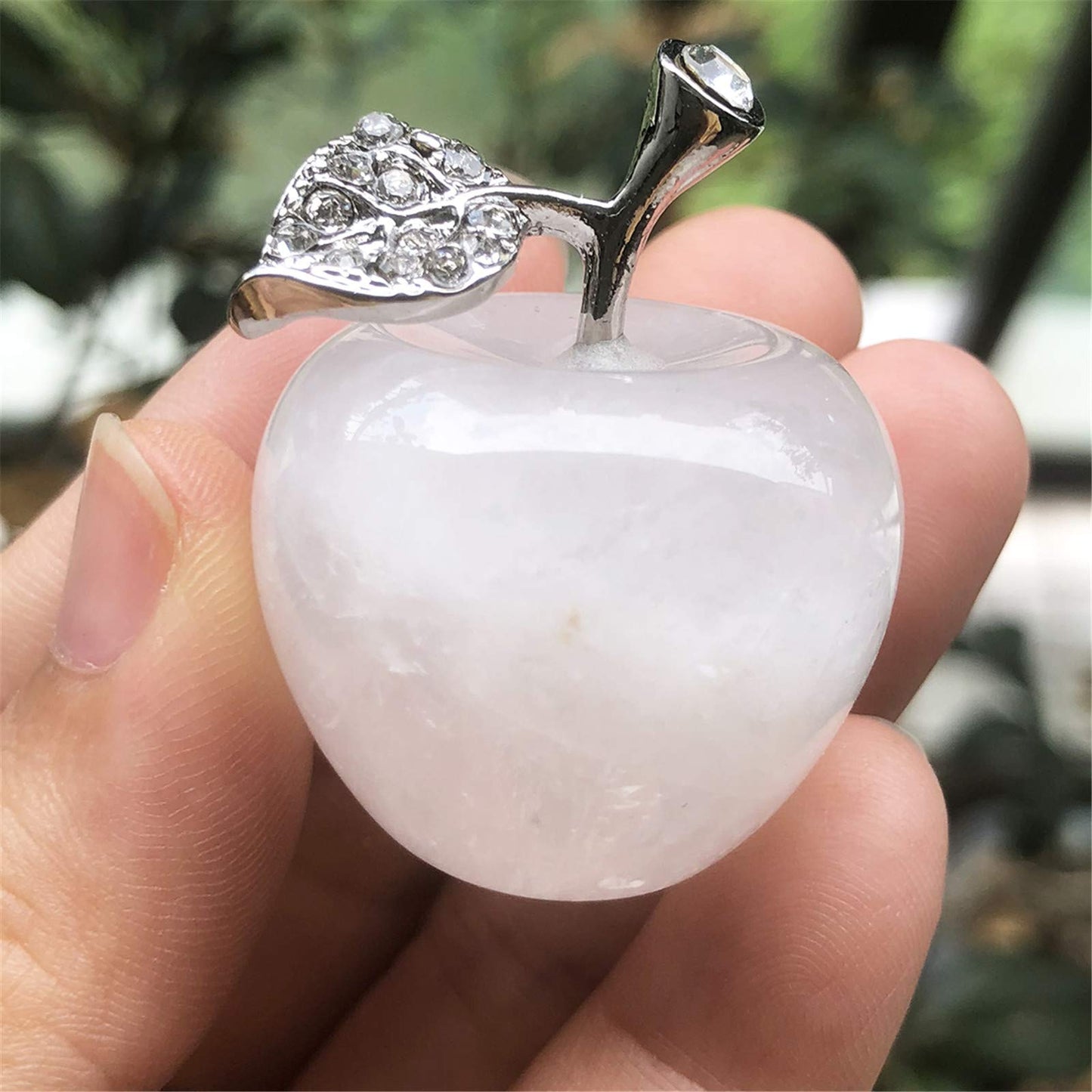 Fekuar Neyisaa Rock Quartz Crystal Apple Decor, Healing Crystals Pocket Stone Fruit Figurine Craft Home Decoration 30mm