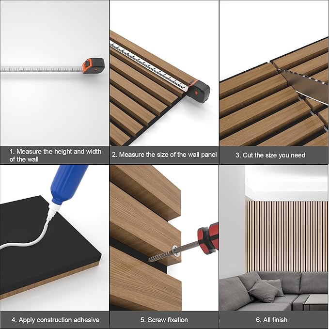 Yuzzy Wood Panels for Wall and Ceiling - 108 x 11 Inch Wood Slat Acoustic Panels 2 PCS - Modern Sound Absorbing Wall Panels for Interior Wall Decor for Home, Office, Studio - Rustic Gray Oak