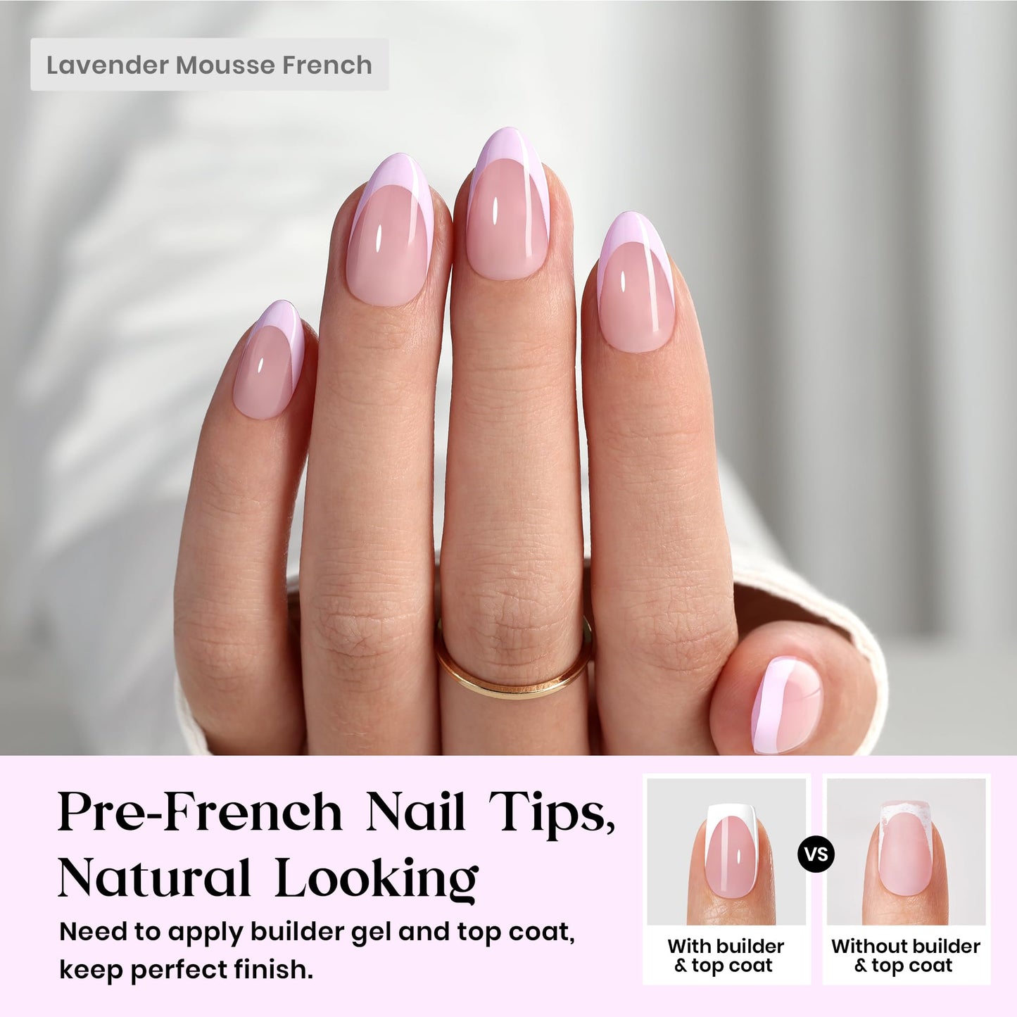 Beetles Purple French Tips Press On Nails - Pastel Spring Short Almond 160 Pcs with Blue French Tips Press On Nails Pastel Spring Short Almond 160 Pcs