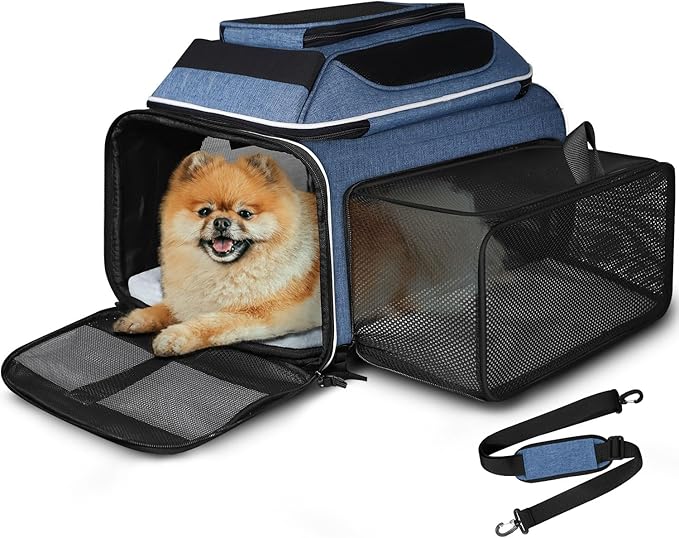Petskd Top and Side Expandable Small Pet Carrier Airline Approved, Pink