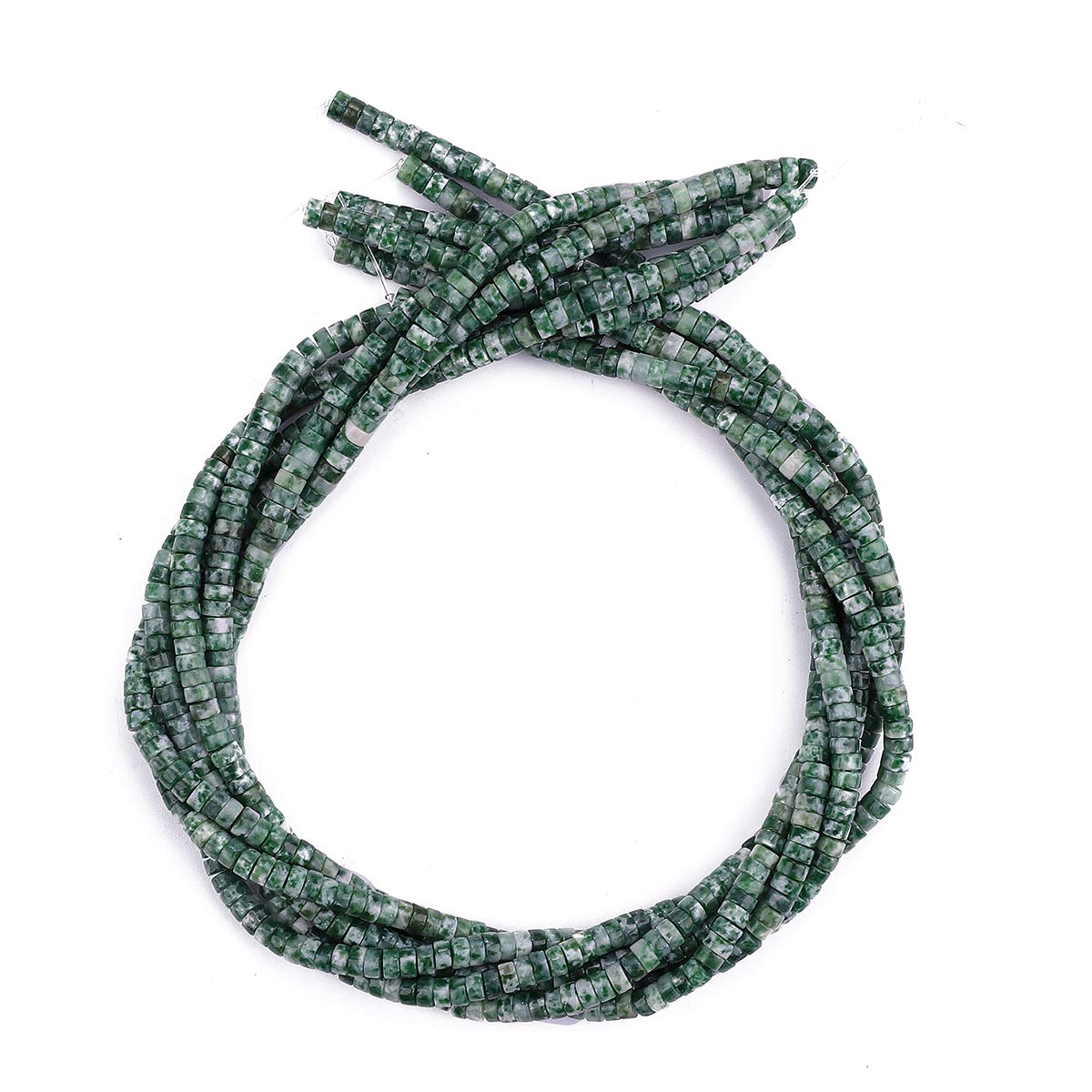 BEADIA Natural African Jade Spacer Beads Caps Loose Semi Gemstone for Beading Jewelry Making 4mmx2mm 38cm