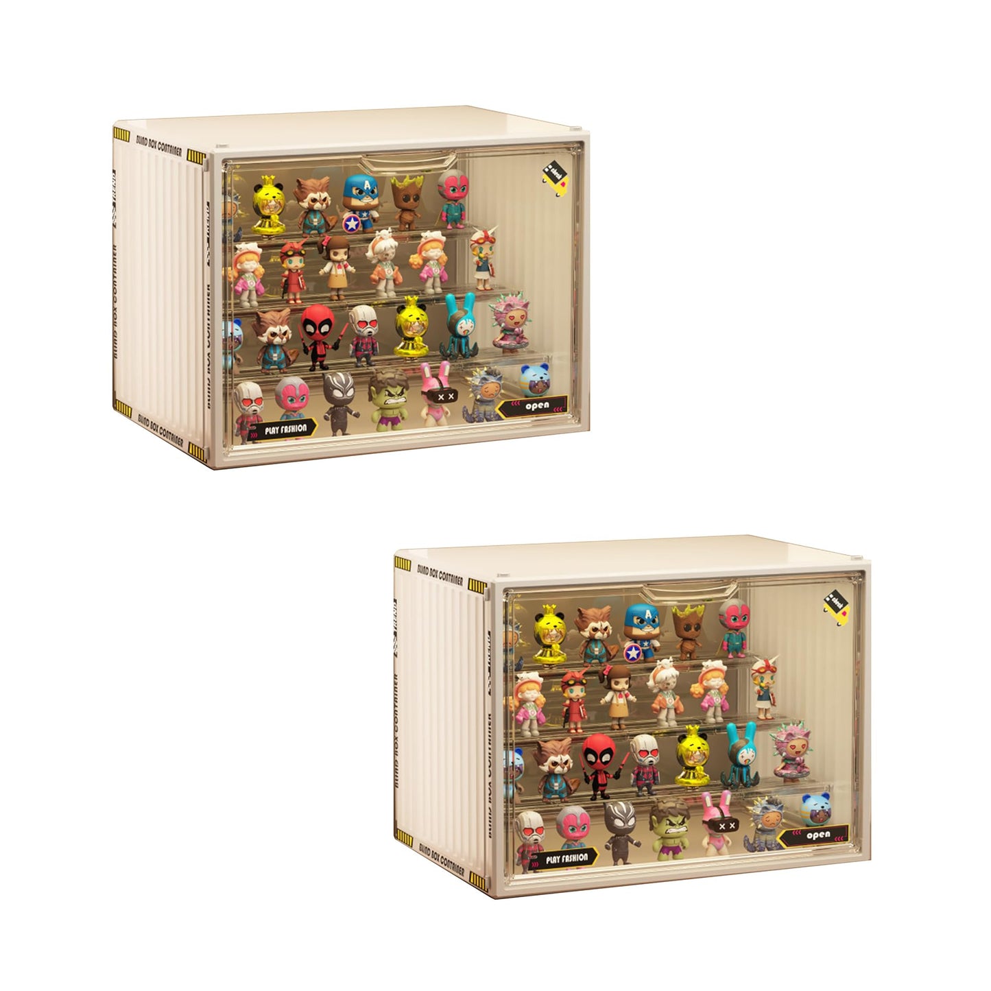 4-Tier Acrylic Display Case for Pop Mart & Blind Box Toys with Double Magnetic Door with Stackable，Dustproof Acrylic and Space-Saving Display Case ,Tool-Free Assembly (White, XL-2Pack-4Tier)