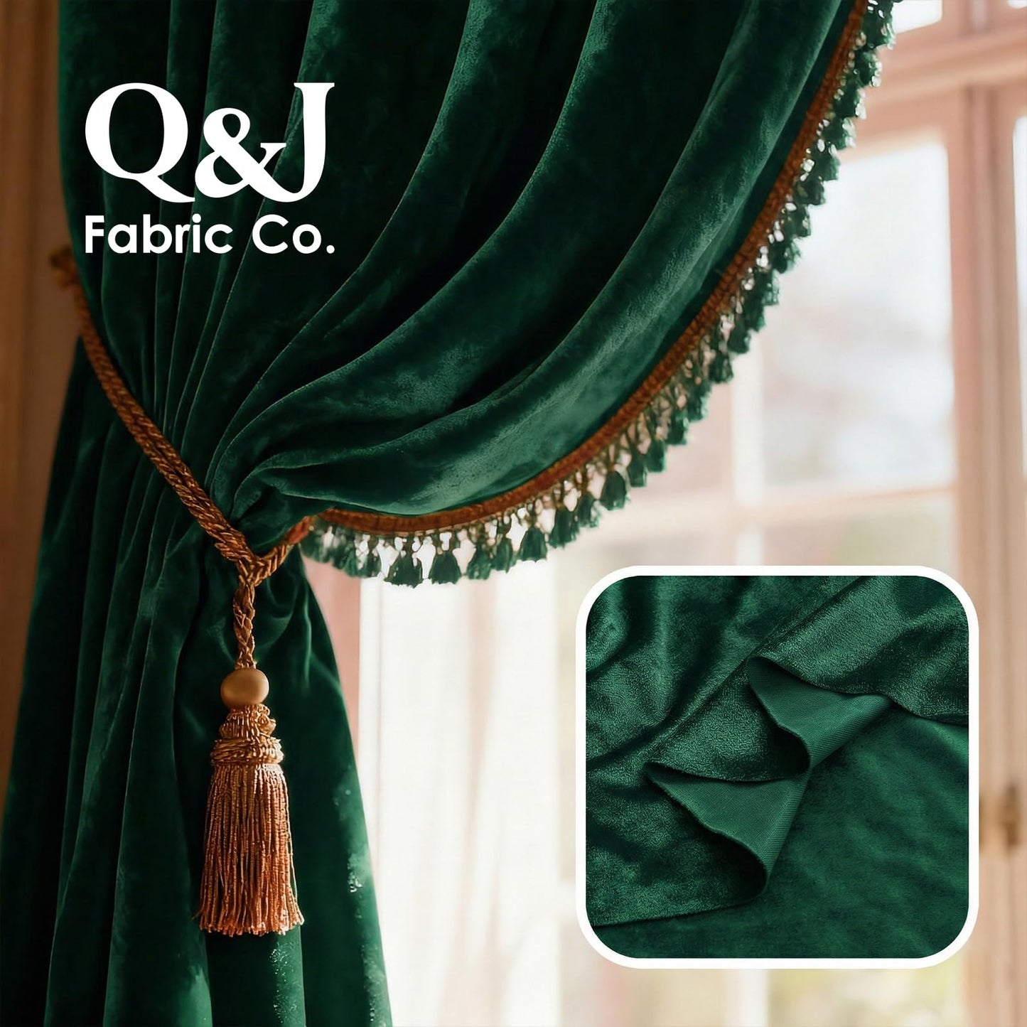 Q&J Fabric Co. Stretch Velvet Fabric by The Yard, 60 Inch Wide x 5 Yards Soft Luxury Versatile Stretchy Spandex Cloth for Upholstery, Sewing, Costume & DIY Crafts Projects (Forest Green)