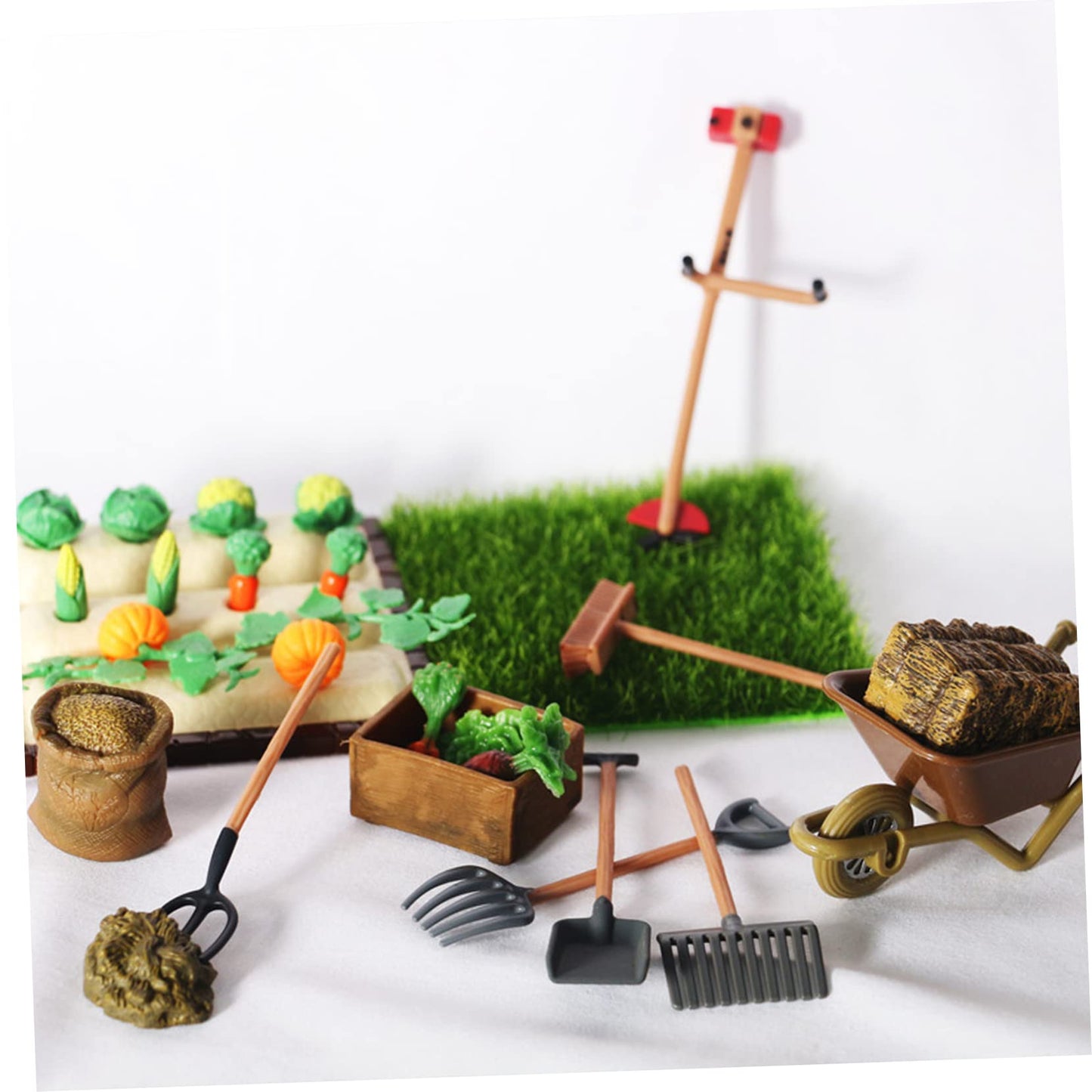 DOITOOL 1 Set Mini Rake Farm Model Kit Miniature Vegetable Figurines Resin Mini Farm Tool Models Micro Landscape Miniature Dollhouse Accessories