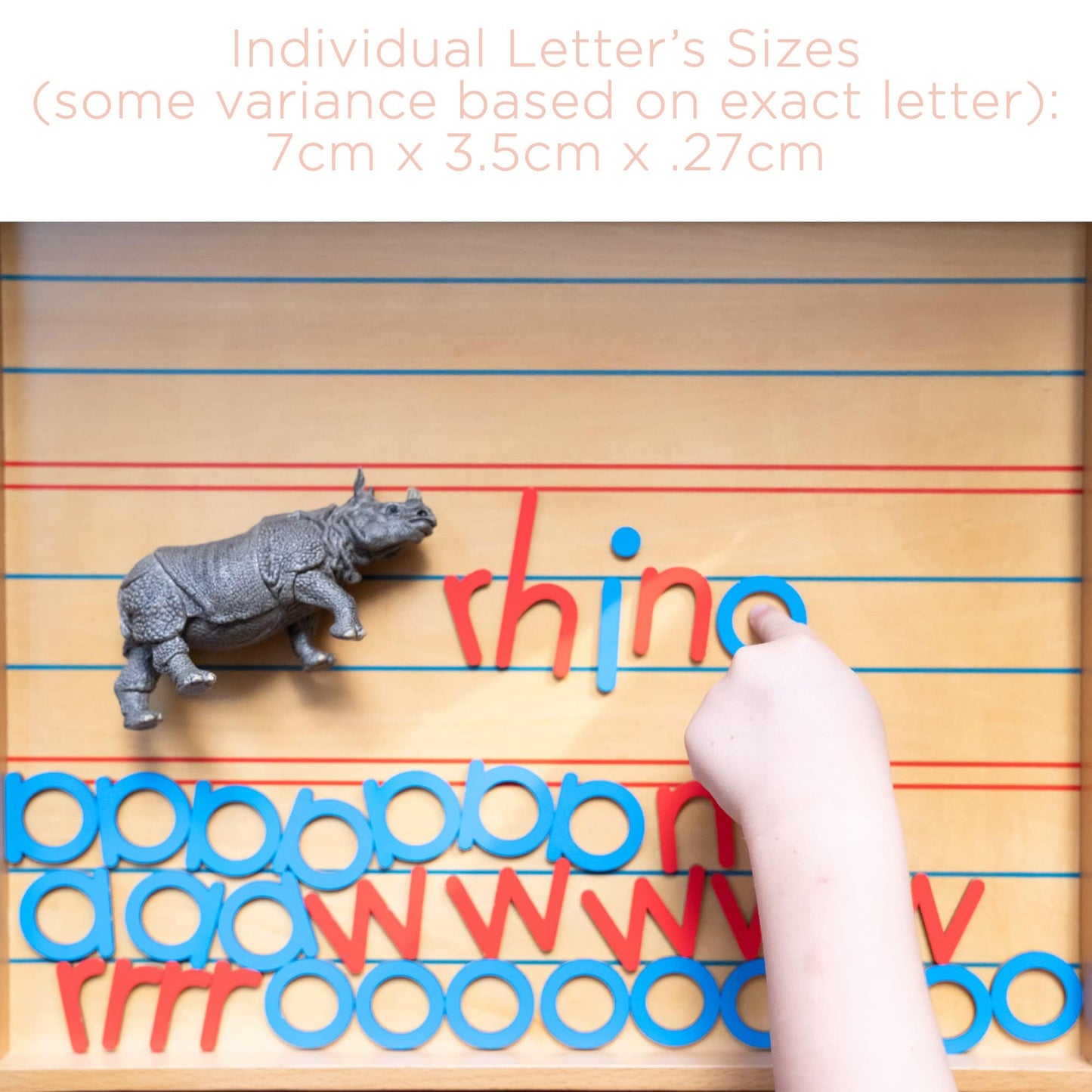 Movable Alphabet Montessori Wooden Letters - Moveable Alphabet With Box Mats - Lower Case for Writing, Reading, Spelling, and Language Learning Materials (Red and Blue)