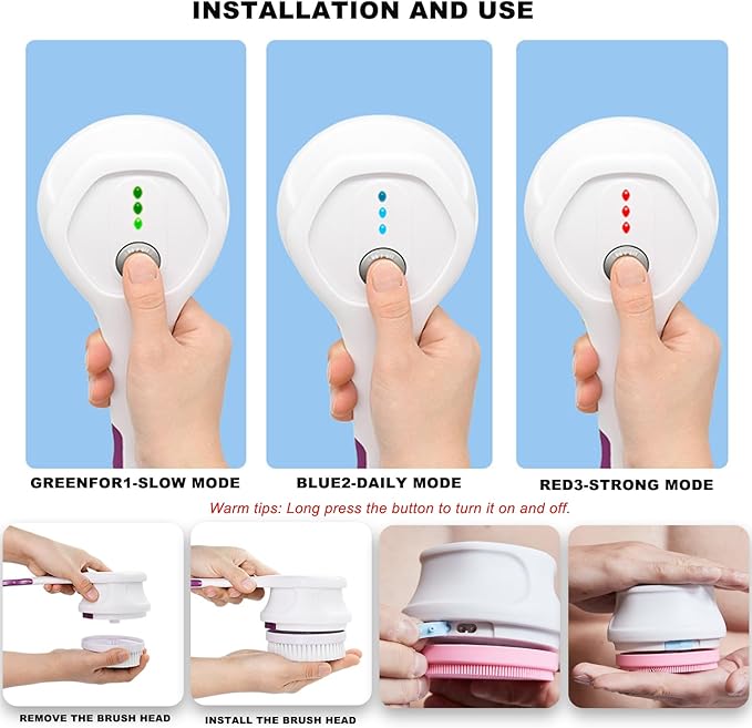 Electric Body Brush,5 Attachments Brush Heads Electric SPA Brush Spin Scrubber for Shower Bathing Cleansing Wash Deep Cleaning with Silicone Rechargeable IPX7 Waterproof