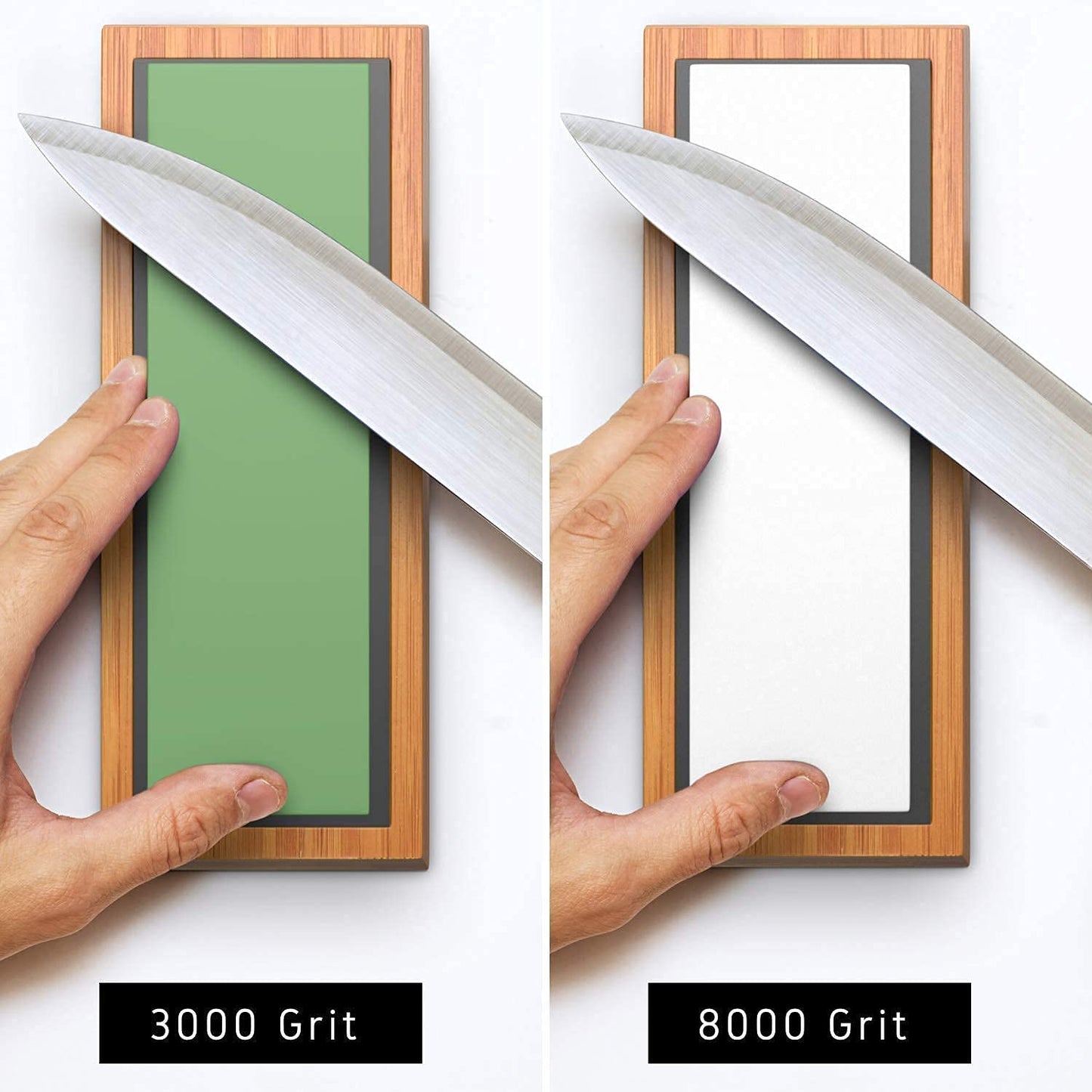 Sharp Pebble Knife Sharpening Stones Kit with 1000/6000 and 3000/8000 Grit with Flattening Stone & Angle Guide