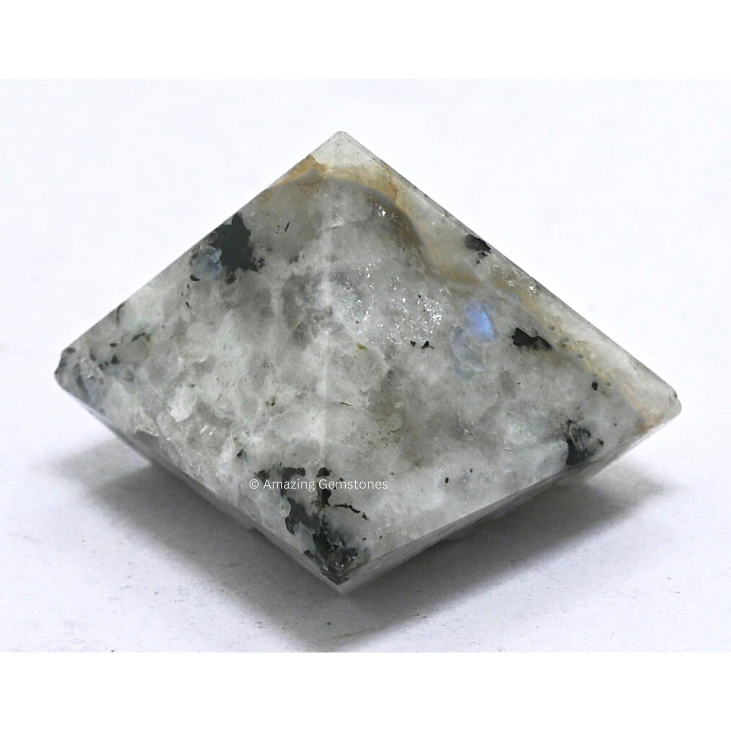 Amazing Gemstone Rainbow Moonstone Crystal Pyramid with 9 Pyramid Plate Bottom - 1" Mini Pyramid Figurine of Natural Stone Pyramid for Meditation,Reiki,Chakra Balancing Vastu Pooja and Crystal Grids