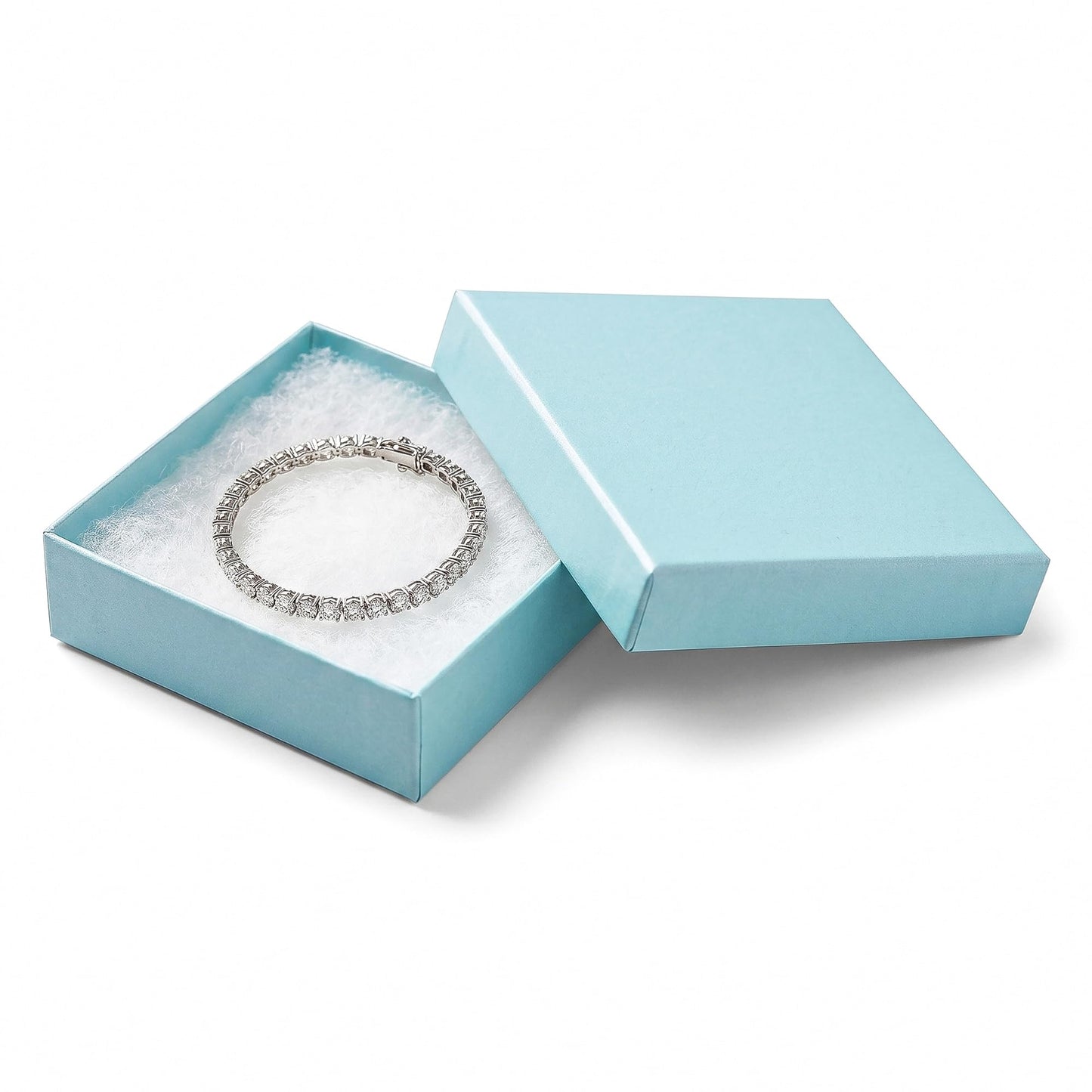 TheDisplayGuys - 25-Pack #33 Cotton Filled Cardboard Paper Jewelry Boxes Gift Case - Pearl Teal (3.5" x 3.5" x 1.0") - for Shipping or Storage