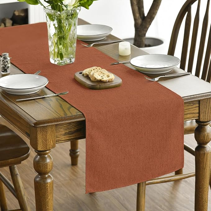 Artoid Mode Rusty Orange Table Runner, Seasonal Fall Thanksgiving Washable Kitchen Dining Table Decoration for Home Party Decor 13x108 Inch